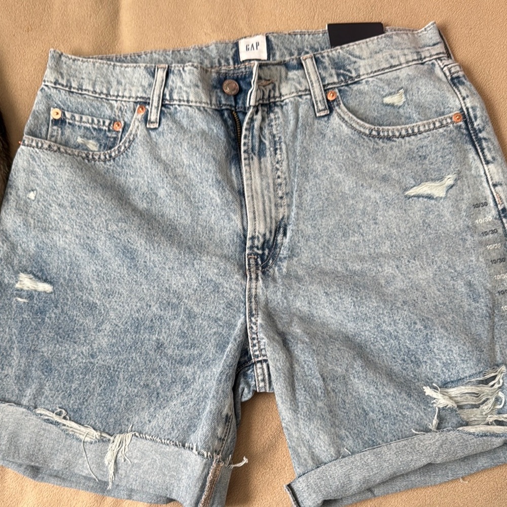 GAP Blue Jean Shorts Distressed High-Waisted